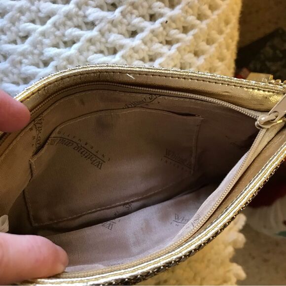 Whiting & Davis Gold Mesh Evening Bag Zippered Clutch Vintage Holiday Party NYE - Picture 10 of 11